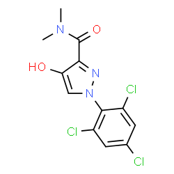 ChemSpider 2D Image | 4-Hydroxy-N,N-dimethyl-1-(2,4,6-trichlorophenyl)-1H-pyrazole-3-carboxamide | C12H10Cl3N3O2