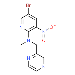 ChemSpider 2D Image | 5-Bromo-N-methyl-3-nitro-N-(2-pyrazinylmethyl)-2-pyridinamine | C11H10BrN5O2