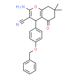 ChemSpider 2D Image | 2-Amino-4-[4-(benzyloxy)phenyl]-7,7-dimethyl-5-oxo-5,6,7,8-tetrahydro-4H-chromene-3-carbonitrile | C25H24N2O3