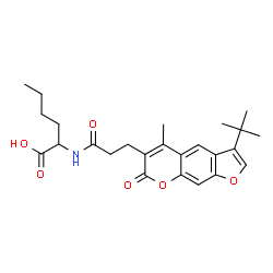ChemSpider 2D Image | N-{3-[5-Methyl-3-(2-methyl-2-propanyl)-7-oxo-7H-furo[3,2-g]chromen-6-yl]propanoyl}norleucine | C25H31NO6