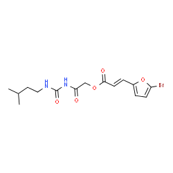 ChemSpider 2D Image | 2-{[(3-Methylbutyl)carbamoyl]amino}-2-oxoethyl (2E)-3-(5-bromo-2-furyl)acrylate | C15H19BrN2O5