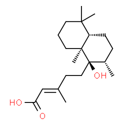 ChemSpider 2D Image | (2E)-5-[(1R,2S,4aS,8aS)-1-Hydroxy-2,5,5,8a-tetramethyldecahydro-1-naphthalenyl]-3-methyl-2-pentenoic acid | C20H34O3