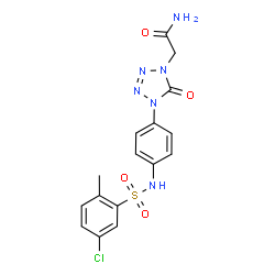 ChemSpider 2D Image | 2-[4-(4-{[(5-Chloro-2-methylphenyl)sulfonyl]amino}phenyl)-5-oxo-4,5-dihydro-1H-tetrazol-1-yl]acetamide | C16H15ClN6O4S