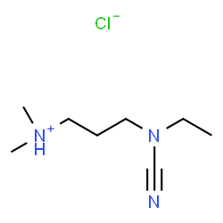 ChemSpider 2D Image | 3-[Cyano(ethyl)amino]-N,N-dimethyl-1-propanaminium chloride | C8H18ClN3