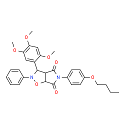 ChemSpider 2D Image | 5-(4-Butoxyphenyl)-2-phenyl-3-(2,4,5-trimethoxyphenyl)dihydro-2H-pyrrolo[3,4-d][1,2]oxazole-4,6(3H,5H)-dione | C30H32N2O7