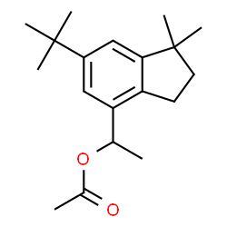 ChemSpider 2D Image | 1-[1,1-Dimethyl-6-(2-methyl-2-propanyl)-2,3-dihydro-1H-inden-4-yl]ethyl acetate | C19H28O2