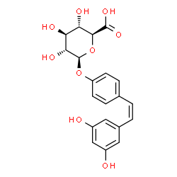 ChemSpider 2D Image | 4-[(Z)-2-(3,5-Dihydroxyphenyl)vinyl]phenyl beta-D-glucopyranosiduronic acid | C20H20O9