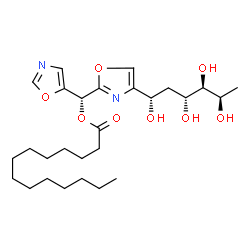 ChemSpider 2D Image | (6S)-1,5-Dideoxy-6-C-{2-[(R)-1,3-oxazol-5-yl(tetradecanoyloxy)methyl]-1,3-oxazol-4-yl}-D-arabino-hexitol | C27H44N2O8