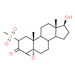 ChemSpider 2D Image | (4alpha,5alpha,8xi,9xi,14xi,17beta)-17-Hydroxy-2-(methylsulfonyl)-4,5-epoxyandrostan-3-one | C20H30O5S