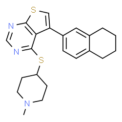 ChemSpider 2D Image | 4-[(1-Methyl-4-piperidinyl)sulfanyl]-5-(5,6,7,8-tetrahydro-2-naphthalenyl)thieno[2,3-d]pyrimidine | C22H25N3S2