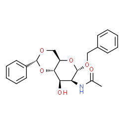 ChemSpider 2D Image | Benzyl 2-acetamido-4,6-O-benzylidene-2-deoxy-alpha-D-mannopyranoside | C22H25NO6
