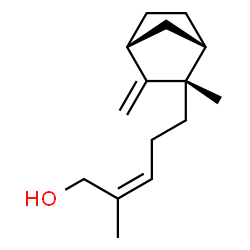 ChemSpider 2D Image | (2Z)-2-Methyl-5-[(1S,2S,4R)-2-methyl-3-methylenebicyclo[2.2.1]hept-2-yl]-2-penten-1-ol | C15H24O