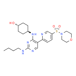ChemSpider 2D Image | trans-4-({2-(Butylamino)-5-[5-(4-morpholinylsulfonyl)-2-pyridinyl]-4-pyrimidinyl}amino)cyclohexanol | C23H34N6O4S