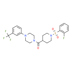 ChemSpider 2D Image | {1-[(2-Fluorophenyl)sulfonyl]-4-piperidinyl}{4-[3-(trifluoromethyl)phenyl]-1-piperazinyl}methanone | C23H25F4N3O3S