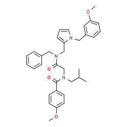 ChemSpider 2D Image | N-[2-(Benzyl{[1-(3-methoxybenzyl)-1H-pyrrol-2-yl]methyl}amino)-2-oxoethyl]-N-isobutyl-4-methoxybenzamide | C34H39N3O4