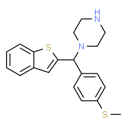 ChemSpider 2D Image | 1-{1-Benzothiophen-2-yl[4-(methylsulfanyl)phenyl]methyl}piperazine | C20H22N2S2