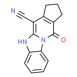 ChemSpider 2D Image | 4-Oxo-2,3,4,9-tetrahydro-1H-4a,9-diaza-cyclopenta[b]fluorene-10-carbonitrile | C15H11N3O
