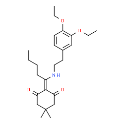 ChemSpider 2D Image | 2-(1-{[2-(3,4-Diethoxyphenyl)ethyl]amino}pentylidene)-5,5-dimethyl-1,3-cyclohexanedione | C25H37NO4