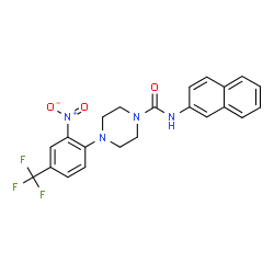ChemSpider 2D Image | N-(2-Naphthyl)-4-[2-nitro-4-(trifluoromethyl)phenyl]-1-piperazinecarboxamide | C22H19F3N4O3
