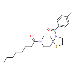 ChemSpider 2D Image | 1-[4-(4-Methylbenzoyl)-1-thia-4,8-diazaspiro[4.5]dec-8-yl]-1-octanone | C23H34N2O2S