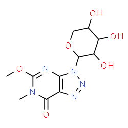 ChemSpider 2D Image | 5-Methoxy-6-methyl-3-pentopyranosyl-3,6-dihydro-7H-[1,2,3]triazolo[4,5-d]pyrimidin-7-one | C11H15N5O6