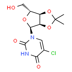 ChemSpider 2D Image | 5-Chloro-1-(2,3-O-isopropylidene-alpha-D-ribofuranosyl)-2,4(1H,3H)-pyrimidinedione | C12H15ClN2O6