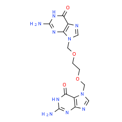 ChemSpider 2D Image | 2-AMINO-7-((2-((2-AMINO-6-OXO-1,6-DIHYDRO-9H-PURIN-9-YL)METHOXY)ETHOXY)METHYL)-1,7-DIHYDRO-6H-PURIN-6-ONE | C14H16N10O4