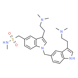ChemSpider 2D Image | (3-(2-(DIMETHYLAMINO)ETHYL)-1-((3-(2-(DIMETHYLAMINO)ETHYL)-1H-INDOL-5-YL)METHYL)-1H-INDOL-5-YL)-N-METHYLMETHANESULFONAMIDE | C27H37N5O2S