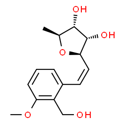 ChemSpider 2D Image | (1S,5Z)-1,4-Anhydro-5,6-dideoxy-6-[2-(hydroxymethyl)-3-methoxyphenyl]-1-methyl-D-ribo-hex-5-enitol | C15H20O5