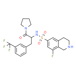 ChemSpider 2D Image | 8-Fluoro-N-{1-oxo-1-(1-pyrrolidinyl)-3-[3-(trifluoromethyl)phenyl]-2-propanyl}-1,2,3,4-tetrahydro-6-isoquinolinesulfonamide | C23H25F4N3O3S