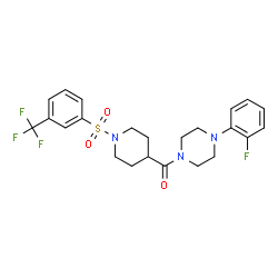 ChemSpider 2D Image | [4-(2-Fluorophenyl)-1-piperazinyl](1-{[3-(trifluoromethyl)phenyl]sulfonyl}-4-piperidinyl)methanone | C23H25F4N3O3S