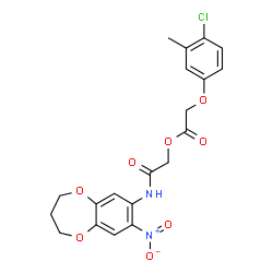 ChemSpider 2D Image | 2-[(8-Nitro-3,4-dihydro-2H-1,5-benzodioxepin-7-yl)amino]-2-oxoethyl (4-chloro-3-methylphenoxy)acetate | C20H19ClN2O8