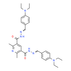 ChemSpider 2D Image | N'~3~,N'~5~-Bis[4-(diethylamino)benzylidene]-2,6-dimethyl-3,5-pyridinedicarbohydrazide | C31H39N7O2