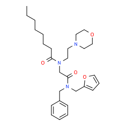 ChemSpider 2D Image | N-{2-[Benzyl(2-furylmethyl)amino]-2-oxoethyl}-N-[2-(4-morpholinyl)ethyl]octanamide | C28H41N3O4