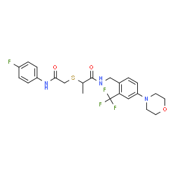 ChemSpider 2D Image | 2-({2-[(4-Fluorophenyl)amino]-2-oxoethyl}sulfanyl)-N-[4-(4-morpholinyl)-2-(trifluoromethyl)benzyl]propanamide | C23H25F4N3O3S
