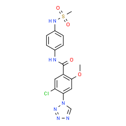 ChemSpider 2D Image | 5-Chloro-2-methoxy-N-{4-[(methylsulfonyl)amino]phenyl}-4-(1H-tetrazol-1-yl)benzamide | C16H15ClN6O4S