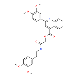 ChemSpider 2D Image | 2-{[2-(3,4-Dimethoxyphenyl)ethyl]amino}-2-oxoethyl 2-(3,4-dimethoxyphenyl)-4-quinolinecarboxylate | C30H30N2O7