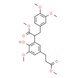 ChemSpider 2D Image | Methyl 3-(3,4-dimethoxyphenyl)-2-[2-hydroxy-3-methoxy-5-(3-methoxy-3-oxopropyl)phenyl]propanoate | C23H28O8