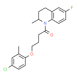ChemSpider 2D Image | 4-(4-Chloro-2-methylphenoxy)-1-(6-fluoro-2-methyl-3,4-dihydro-1(2H)-quinolinyl)-1-butanone | C21H23ClFNO2