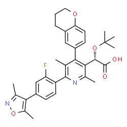 ChemSpider 2D Image | (2S)-{4-(3,4-Dihydro-2H-chromen-6-yl)-6-[4-(3,5-dimethyl-1,2-oxazol-4-yl)-2-fluorophenyl]-2,5-dimethyl-3-pyridinyl}[(2-methyl-2-propanyl)oxy]acetic acid | C33H35FN2O5