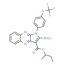 ChemSpider 2D Image | sec-Butyl 2-amino-1-[4-(trifluoromethoxy)phenyl]-1H-pyrrolo[2,3-b]quinoxaline-3-carboxylate | C22H19F3N4O3