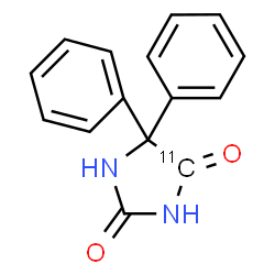 ChemSpider 2D Image | 5,5-Diphenyl-2,4-(4-~11~C)imidazolidinedione | C1411CH12N2O2