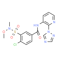 ChemSpider 2D Image | 4-Chloro-3-[methoxy(methyl)sulfamoyl]-N-[2-(1H-1,2,4-triazol-1-yl)-3-pyridinyl]benzamide | C16H15ClN6O4S