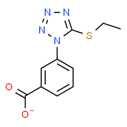 ChemSpider 2D Image | 3-[5-(Ethylsulfanyl)-1H-tetrazol-1-yl]benzoate | C10H9N4O2S