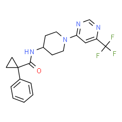 ChemSpider 2D Image | 1-Phenyl-N-{1-[6-(trifluoromethyl)-4-pyrimidinyl]-4-piperidinyl}cyclopropanecarboxamide | C20H21F3N4O