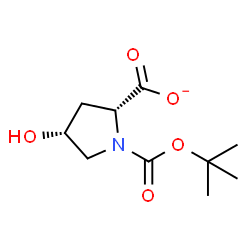 ChemSpider 2D Image | (2R,4R)-4-Hydroxy-1-{[(2-methyl-2-propanyl)oxy]carbonyl}-2-pyrrolidinecarboxylate | C10H16NO5