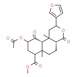 ChemSpider 2D Image | Methyl (4aR,10aS)-9-acetoxy-2-(3-furyl)-6a,10b-dimethyl-4,10-dioxododecahydro-2H-benzo[f]isochromene-7-carboxylate | C23H28O8
