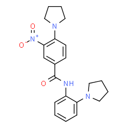ChemSpider 2D Image | 3-Nitro-4-(1-pyrrolidinyl)-N-[2-(1-pyrrolidinyl)phenyl]benzamide | C21H24N4O3
