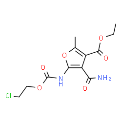 ChemSpider 2D Image | Ethyl 4-carbamoyl-5-{[(2-chloroethoxy)carbonyl]amino}-2-methyl-3-furoate | C12H15ClN2O6