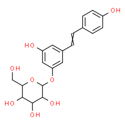 ChemSpider 2D Image | 3-Hydroxy-5-[2-(4-hydroxyphenyl)vinyl]phenyl hexopyranoside | C20H22O8